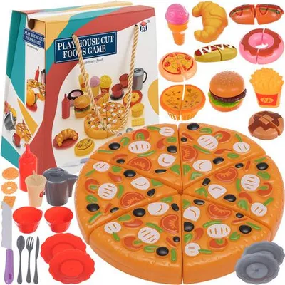 Produktbild von Fast-Food-Spielzeugset mit Klettpizza, 42 Teile