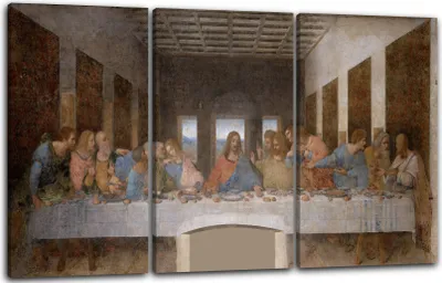 Produktbild von Leinwandbild 3-teilig (120x80cm): Leonardo da Vinci - Das letzte Abendmahl, echter Holz-Keilrahmen inkl. Aufhänger, handgefertigt in Deutschland