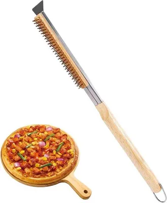 Produktbild von Grillreiniger für Pizzaofen - Met Metalen Schraper - 53 cm - Houtoptisch - Reinigungstool