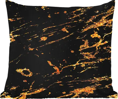 Produktbild von MuchoWow® Outdoor Kissen - Marmor - Schwarz - Gold - 45x45 cm - Wetterfest - Lounge Kissen - Fotokissen - Dekoratives Kissen