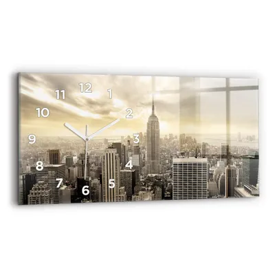 Produktbild von Wallfluent Wanduhr – Stilles Quarzuhrwerk - Uhr Dekoration Wohnzimmer Schlafzimmer Küche - Zifferblatt - weiße Zeiger - 60x30 cm - Turm in New York