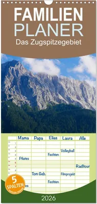 Produktbild von Familienplaner 2026 - Das Zugspitzegebiet mit 5 Spalten (Wandkalender, 21 x 45 cm) CALVENDO