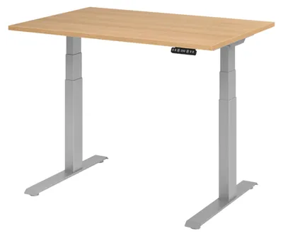 Produktbild von bümö Schreibtisch elektrisch XDKB - Gestell: Silber, Größe: 120 x 80 cm, Nachbildung: Eiche