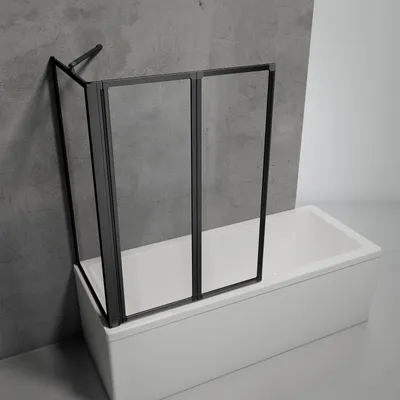 Produktbild von Schulte Duschabtrennung Smart, 2-teilig mit Seitenwand, 89 x 121 cm, 3 mm ESG Klar, Profil Schwarz, Seitenwand eine für 68-71 cm Wanne