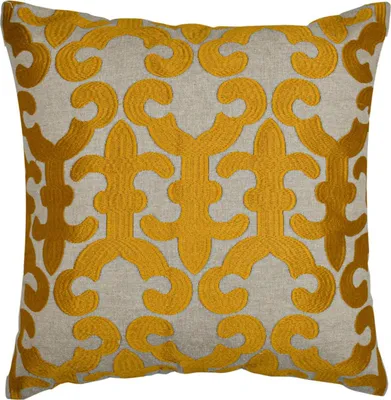 Image de Marrakech Housse de coussin Coussin 50x50 cm grand | Coussin de canapé Coussin douillet en coton brodé comme décoration esthétique de salon sur le fauteuil et le canapé | Coussin décoratif Kayon Gold comme coussin de chaise dans la salle à manger