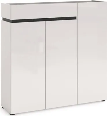 Produktbild von Dmora Schuhschrank Joji 120x34x115h cm Hochglanz Weiß, eine Schublade, 10 Fächer