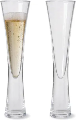 Zdjęcie produktu dla Zestaw 2 kieliszków do szampana, 150 ml, ręcznie dmuchane, idealne na wesela, urodziny i inne okazje