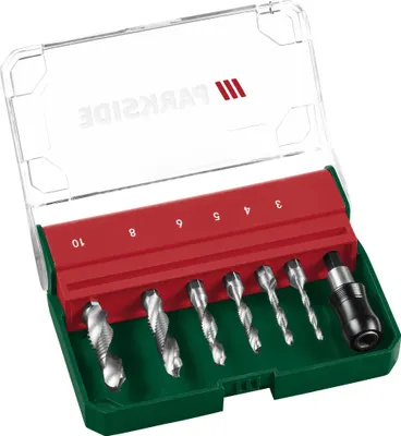 Produktbild von PARKSIDE® Kegelsenker-Set 7-tlg. / HSS Bohrer-Set 7-tlg. (Kombi-Gewindebohrer Sechskant)