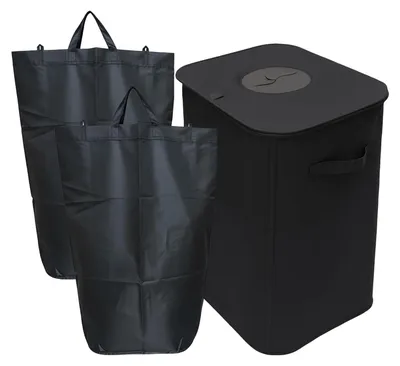 Obrázok produktu pre Kôš na odpadky, 100 litrov, 2 vrecká, umývateľný, recyklovateľný, čierny