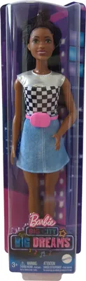 Zdjęcie produktu dla Mattel GXT04 Barbie Big City, Big Dreams Lalka Barbie Brooklyn z czarnymi włosami, połyskującym topem, spódnicą i akcesoriami