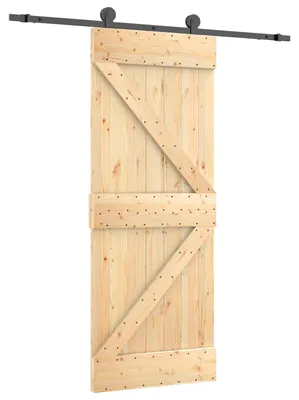 Zdjęcie produktu dla vidaXL Drzwi przesuwne w kolorze naturalnym i czarnym, 70 x 210 cm, z litego drewna sosnowego
