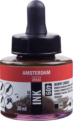 Productafbeelding van Amsterdam Acrylverf, tintflacon 30 ml, kleur: Umbra Gebrannt 409