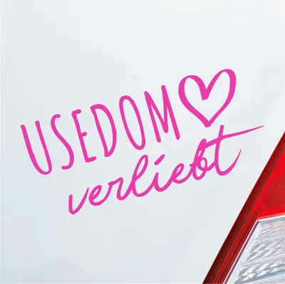 Produktbild von Auto Aufkleber Usedom verliebt Herz Insel Ostsee Liebe Car 19x9 cm Pink Sticker Heckscheibenaufkleber