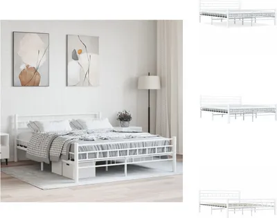 Produktbild von vidaXL Bettgestell Weiß Metall 160×200 cm - Betten & Bettgestelle