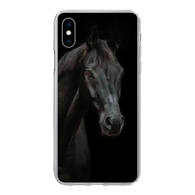 Produktbild von MuchoWow® Handyhülle Schutzhülle Hülle für iPhone Xs Pferd - Nutztier - Schwarz Silikon Softcase Handy Hülle - Handytasche