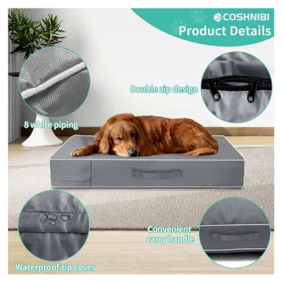 Produktbild von Ersatzbezug für Hundebetten, waschbar, wasserdicht, mit Reißverschluss und Tragegriff für Hunde und Katzen, 137 cm L x 111 cm B x 10 cm H, Grau