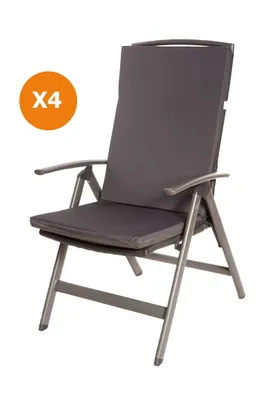 Image de Coussin pour chaise 4 pcs Coussin 110x47x4cm anthracite Coussins de jardin pour meubles en rotin Coussin pour chaises d'extérieur Siège avec dossier haut -Slim