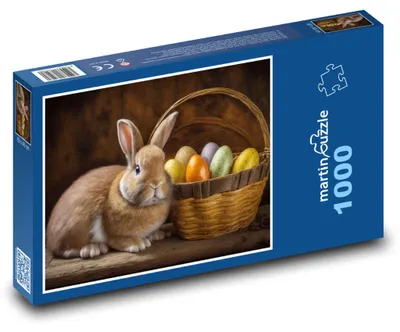 Zdjęcie produktu dla martinpuzzle - Puzzle 1000 - Wielkanocny koszyk - królik, zajączek
