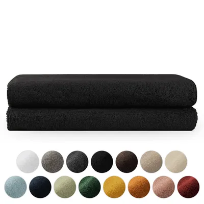Image de Blumtal Premium Set de serviettes éponge avec boucles de suspension - coton  Oeko-TEX, doux, très absorbant - 2X serviette de bain (70x140 cm), noir