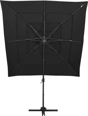 Obrázek produktu pro vidaXL Slunečník s hliníkovým stožárem 4vrstvý černý 250x250 cm