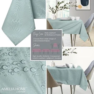 Produktbild von Wasserfestes Tischdecken - Linnen-Design - Eßtischschutz - Beschützen - 130x130 cm - Grün