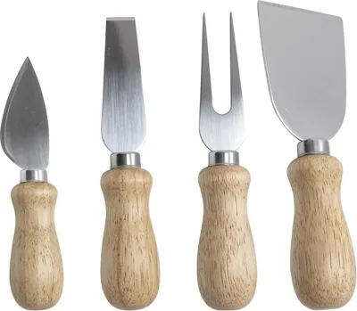 Produktbild von 4-teiliges Set mit Holzgriff - weiches Käsemesser und scharfes Käsemesser.