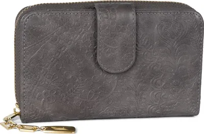 Produktbild von styleBREAKER Geldbörse mit Paisley Blumen Blüten Prägung, umlaufender Reißverschluss und RFID Schutz, Portemonnaie, Damen 02040098