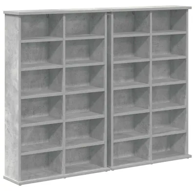 Produktbild von vidaXL CD Regal 2 Stk. Betongrau 60 x 17 x 92 cm Holzwerkstoff