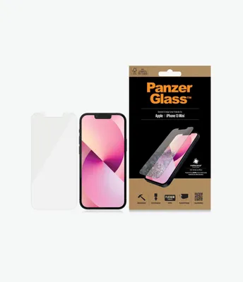 Obrázek produktu pro PanzerGlass ® Screen Protector iPhone 13 Mini | Standard Fit, Apple, Apple - iPhone 13 Mini, Aplikace nasucho, Odolné proti poškrábání, Odolný proti nárazům, Antibakteriální, Průhledná, 1 kusů