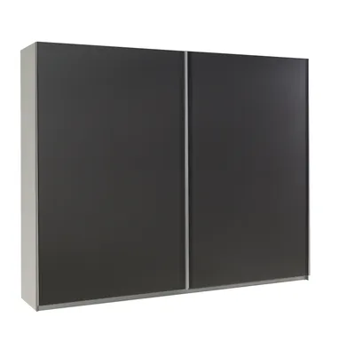 Produktbild von Moderner Schiebeschrank, Kleiderschrank mit origineller Front, Kleiderschrank mit Schiebetüren, Kleiderschrank mit Einlegeböden, hoher Komfort, Kleiderschrank - Maxi I (Weiß + Schwarz)