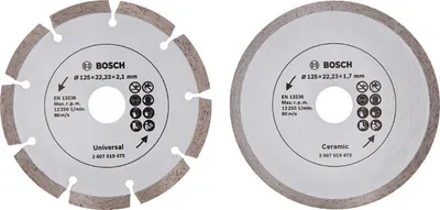 Produktbild von Diamanttrennscheibe für Fliesen und Baumaterial, Durchmesser: 125 mm, 2er-Pack