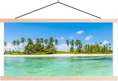 Produktbild von MuchoWow® Textilposter Meer - Strand - Palmen 120x60 cm mit holzfarbenen Rahmen - Klemmleiste