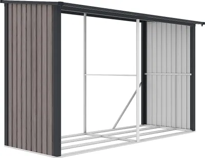 Produktbild von Metall-Kaminholzschuppen aus verzinktem Stahl Holz 5,78 m3 - 8 Holz-Ruder - 302 × 119 × 190 cm (L × B × H) - VARWOOD