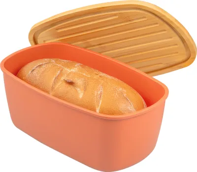Produktbild von bremermann Brotkasten oval mit Bambus-Deckel, Brotbox mit Schneidebrett, Brottopf,rotbraun
