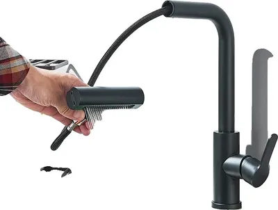 Produktbild von Küchenarmatur, 360° Drehung, ausziehbare Auslauf, Schwarz