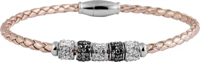 Produktbild von Akzent Echtlederarmband mit Edelstahlelementen und Similibesatz