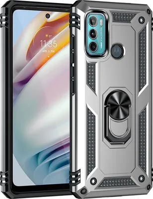 Produktbild von Mobigear Armor Ring  Motorola Moto G60 Hülle Hardcase Backcover Stoßfest mit Ringhalter - Silber