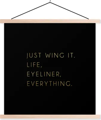 Produktbild von MuchoWow® Textilposter Zitat - Motivation - Gold - Schwarz 120x120 cm mit holzfarbenen Rahmen - Textil-Poster