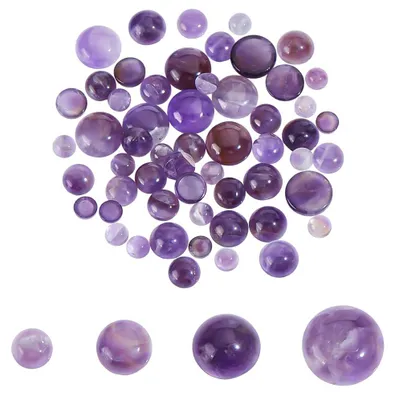 Imagen del producto de TRANKIELO® - 60 piezas de amatistas naturales en forma de cabujón – cuentas semiesféricas – piedra de cuarzo cristal para la creación de joyas