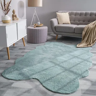 Produktbild von TT Home Wohnzimmer Teppich Unifarben Flauschig Modern Kunstfell Kurzflor Größe 140x200 cm Fell-Form