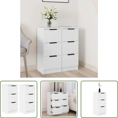 Produktbild von The Living Store Sideboards 2 Stk. Weiß 30x30x70 cm Holzwerkstoff
