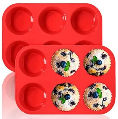 Produktbild von Muffinbackform - 6 Antihaft-Förmchen für Eiermuffins, Cupcakes, Quiches, Torten und Desserts