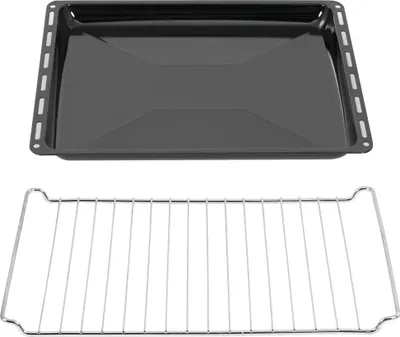 Produktbild von ICQN 42.2 x 37 cm Backbleche & -Gitter Set, 3 cm Tief Emailliert Fettpfanne und Verchromt Backofenrost für Backofen & Herd
