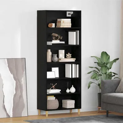 Obrázok produktu pre vidaXL Vysoká skriňa, čierna, vzhľad dubového dreva, 69,5 x 32,5 x 180 cm
