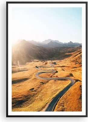 Produktbild von Gerahmtes Poster - Schwarzer Rahmen - Sonne Berge Weg - 70x100 cm - Wand Bild - Wanddeko - Wandbilder - Kunstposter - Wandposter - Bilderrahmen - Bilder - Kunstdruck - P2BPA70x100-4836