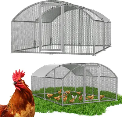 Produktbild von Izrielar Hühnerstall 3x4x2m Bogenaufsatz Hühnerhaus Kleintierstall Freilaufgehege Kleintiergehege Voliere Freigehege Hühnerkäfig Geflügelstall Verzinkter