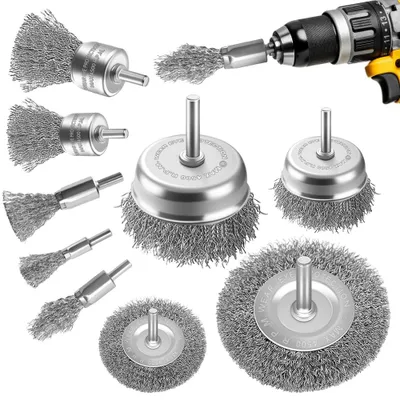 Produktbild von Drahtbürste Drahtbürste Set 9 teilig für Bohrmaschine Rost Farbe Entfernen, (1-tlg)