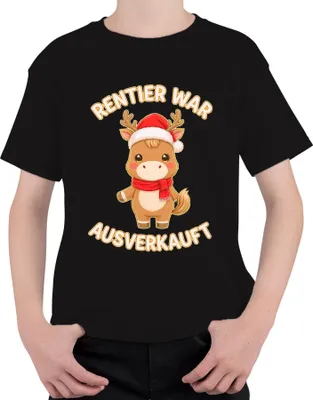 Produktbild von Rentier war t Weihnachten süß Geschenk Kinder lustig Uni Kinder T-Shirt, Schwarz, 104