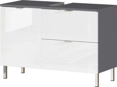 Produktbild von Waschbeckenunterschrank "415" in anthrazit | weiss mit einer Schublade und einer Tür. Abmessungen (BxHxT) 80x56x34 cm
