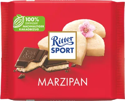 Produktbild von Ritter Sport Marzipan Halbbitter Schokolade mit Edel Marzipan 100g
